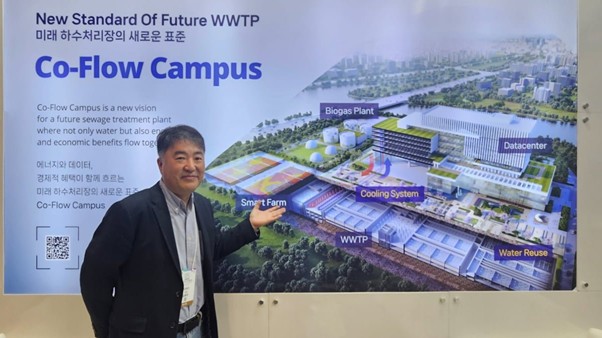BKT CEO Dongwoo Kim presenting the concept of Co-Flow Campus, part of the Tomorrow Water Project vision.